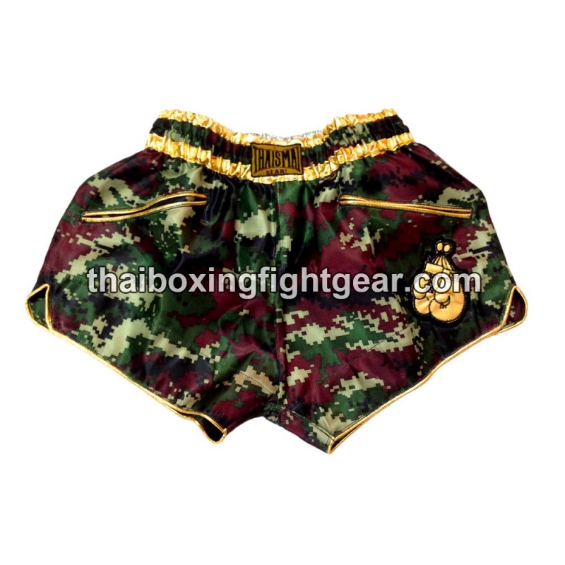 Pantalonés cortos de boxeo thailandés THAISMAI "FIGHT Camo Gold" Thaismai - 1