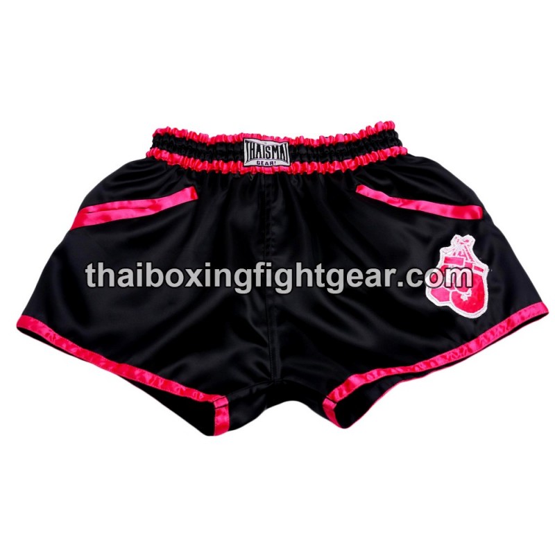 Pantalonés cortos de boxeo thailandés THAISMAI "FIGHT Black Pink" Thaismai - 1