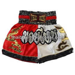Pantalones cortos de boxeo tailandés: Thaiboxing Red/White