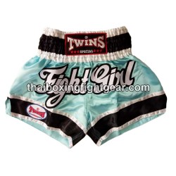 TWINS PANTALONES CORTOS DE BOXEO TAILANDES "Fight Girl Sky blue" Twins - 1