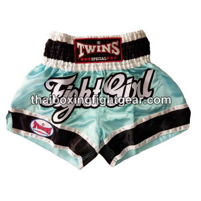 TWINS PANTALONES CORTOS DE BOXEO TAILANDES "Fight Girl Sky blue" Twins - 1