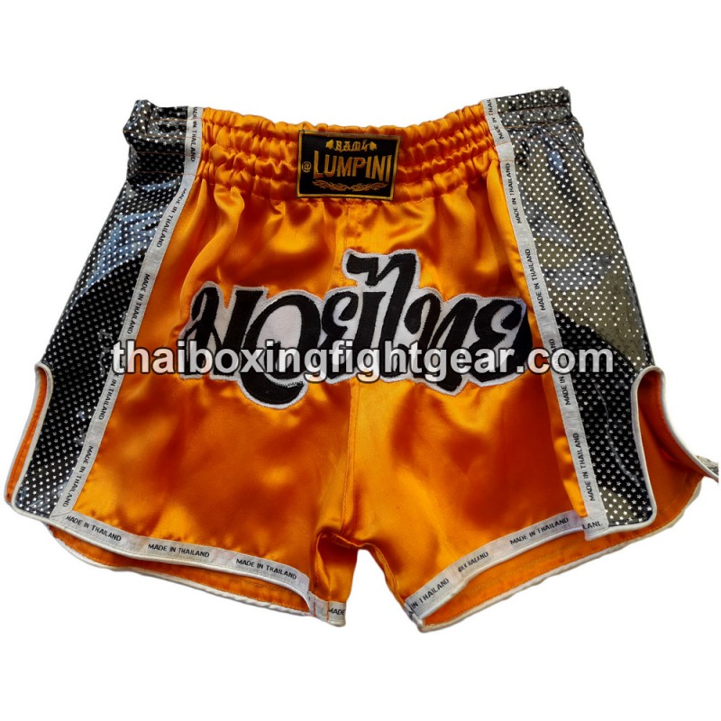 Pantalones cortos de boxeo naranja/negro Thai Lumpini | Muay Thai Shorts Pantalones cortos de boxeo naranja/negro Thai Lumpini | Muay Thai Shorts