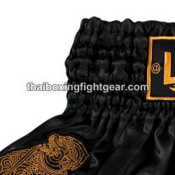 Pantalones cortos de boxeo thai Lumpini negro/blanco/oro | Muay Thai Shorts