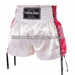 Muay Thai Boxing Shorts Top King TKTBS-201 blanco  rosa Top King - 1