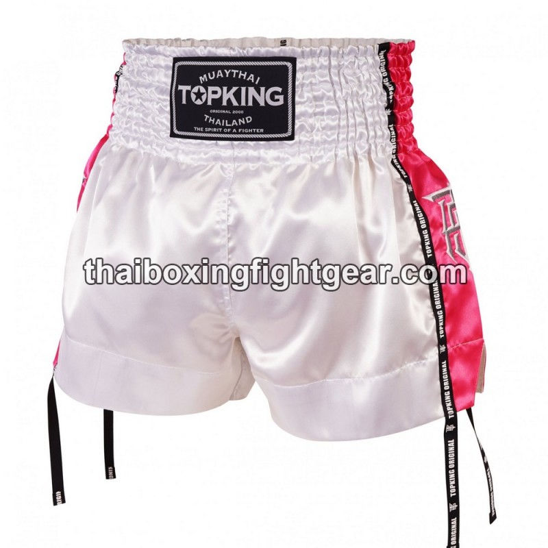 Muay Thai Boxing Shorts Top King TKTBS-201 blanco  rosa Top King - 1