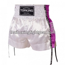 Muay Thai Boxing Shorts Top King TKTBS-201 blanco Morado Top King - 1