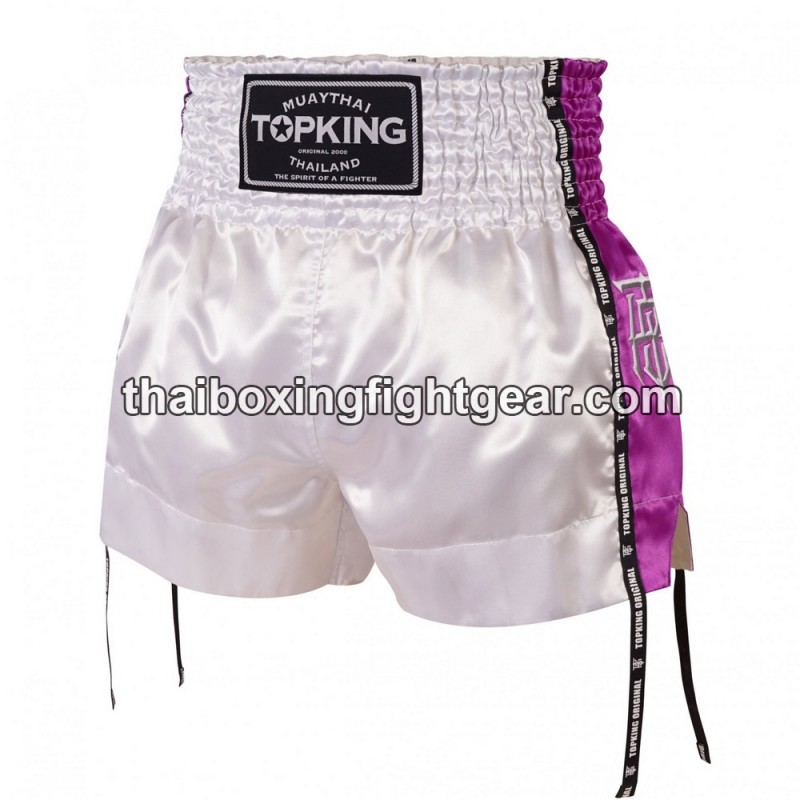 Muay Thai Boxing Shorts Top King TKTBS-201 blanco Morado Top King - 1