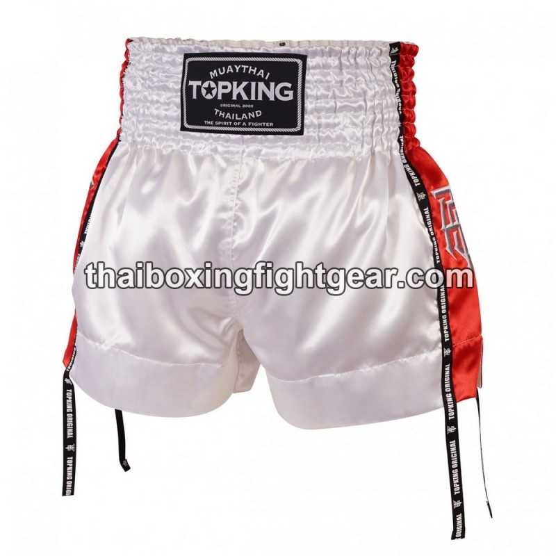 Muay Thai Boxing Shorts Top King TKTBS-201 blanco Rojo Top King - 1