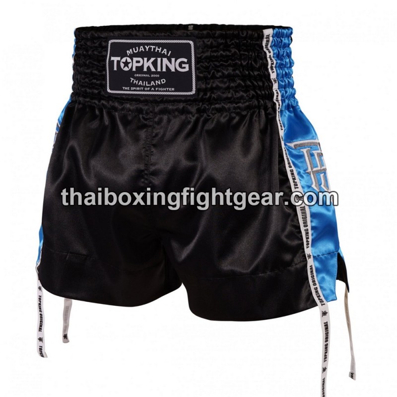 Muay Thai Boxing Shorts Top King TKTBS-202 Negro Cielo azul Top King - 1