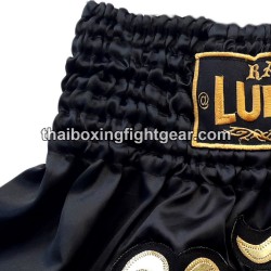 Pantalón corto de caja negra de oro tailandés Lumpini | Muay Thai Shorts