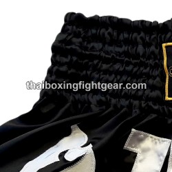 Thai Lumpini pantalones cortos de boxeo blanco negro | Muay Thai Shorts Thai Lumpini pantalones cortos de boxeo blanco negro | Muay Thai Shorts