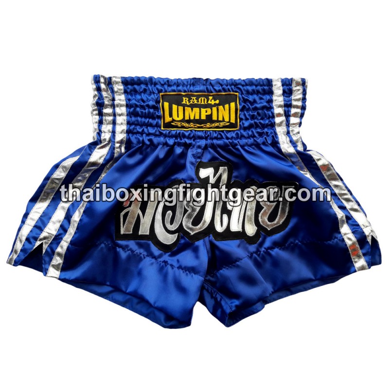 Pantalones cortos de boxeo azul plateado Thai Lumpini | Muay Thai Shorts Pantalones cortos de boxeo azul plateado Thai Lumpini | Muay Thai Shorts