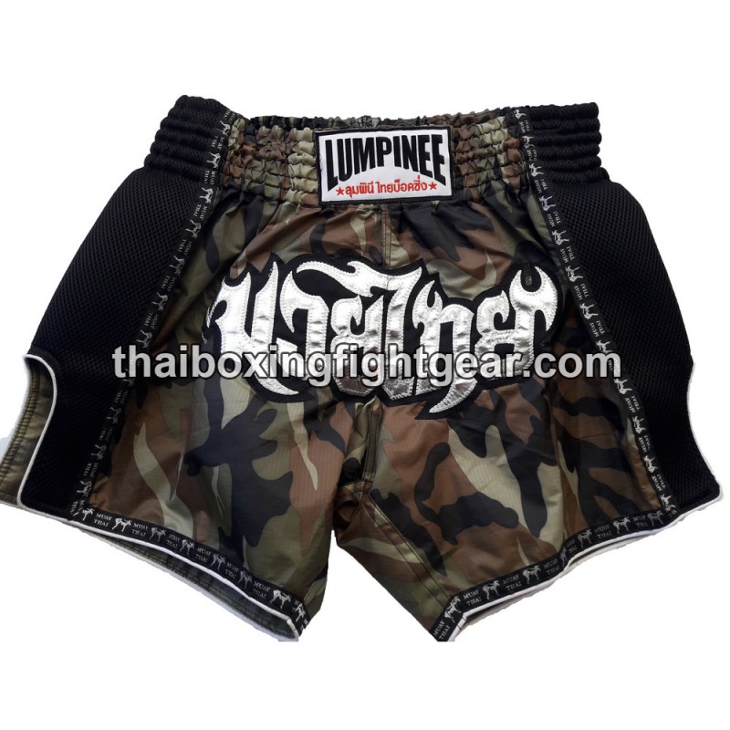 Pantalones cortos de boxeo thai Lumpinee kaki | Muay Thai Shorts
