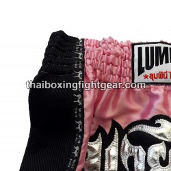Pantalones cortos de boxeo thai Lumpinee rosa/negro | Muay Thai Shorts