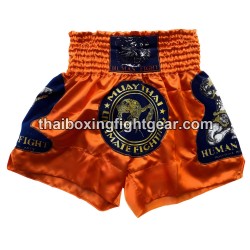 Muay Thai Boxing Shorts Human Fight Orange | Muay Thai Shorts