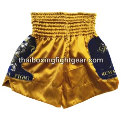Muay Thai Boxing Shorts Human Fight golden | Muay Thai Shorts