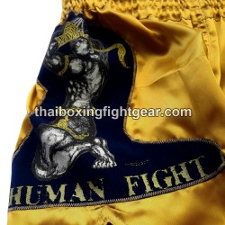 Muay Thai Boxing Shorts Human Fight golden | Muay Thai Shorts