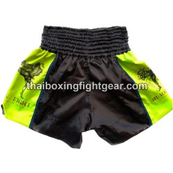 Muay Thai Boxing Shorts Human Fight neón amarillo gris | Muay Thai Shorts