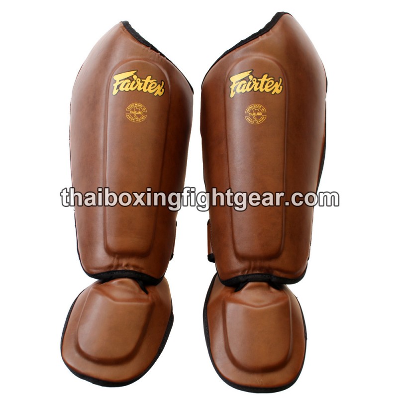 Fairtex SP8 Espinilleras de Muay Thai Cuero marrón | Shin guards