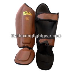 Fairtex SP8 Espinilleras de Muay Thai Cuero marrón | Shin guards