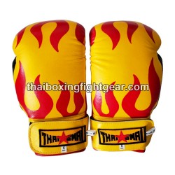 Guantes de boxeo tailandés Thaismai BG124 "Fire" amarillo