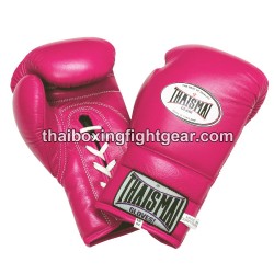 Guantes de boxeo tailandés Thaismai BG121 guantes con cordones Rosa