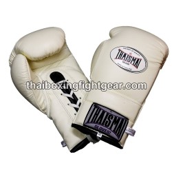 Guantes de boxeo tailandés Thaismai BG121 guantes con cordones Blanco