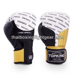 Guantes de boxeo Thai TOP KING FULL IMPACT  TRIPLE TONE-TKBGFI Negro oro Blanco