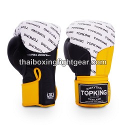 Guantes de boxeo Thai TOP KING FULL IMPACT TRIPLE TONE-TKBGFI Negro Amarillo Blanco