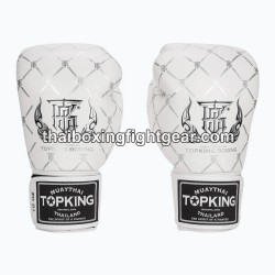 Guantes de boxeo Thai TOP KING TKBGCH-CHAIN Blanco Plata