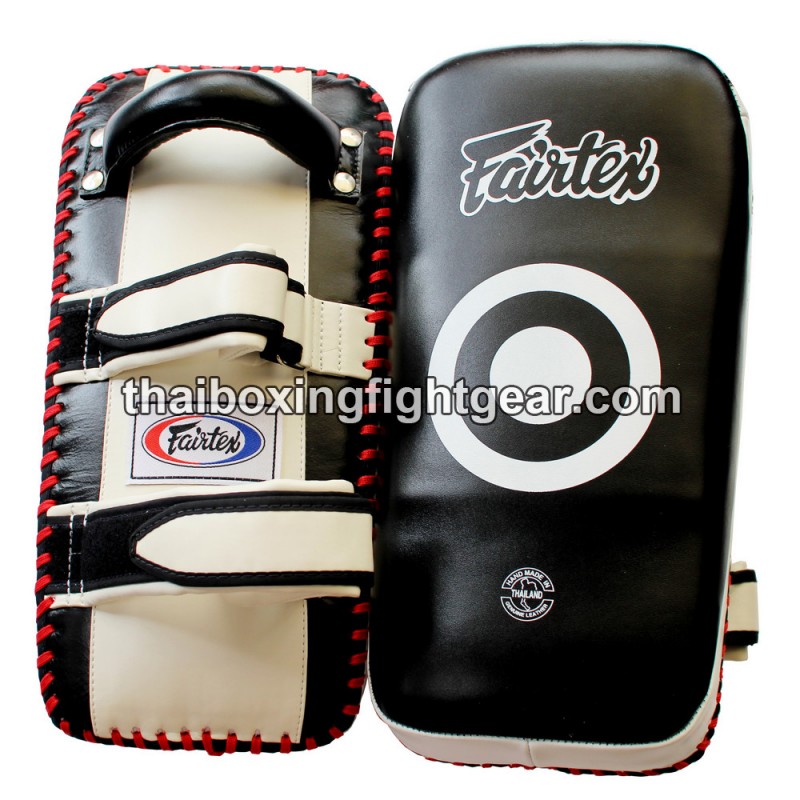 PAO "Kicking pad KPLC1" Fairtex cuero curvo blanco/negro | Equipamiento