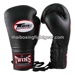 Twins BGLL1 Guantes de boxeo Muay Thai Negro lace up