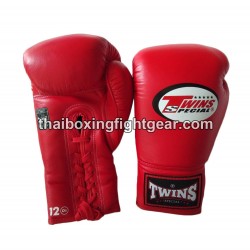 Twins BGLL1 Guantes de boxeo Muay Thai Rojo lace up