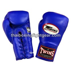 Twins BGLL1 Guantes de boxeo Muay Thai Azul lace up
