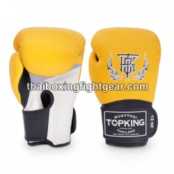 Guantes de boxeo Thai TOP KING SUPER AIR TRIPLE TONE -TKBGSA Amarillo Negro Blanco