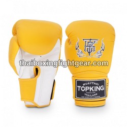 Guantes de boxeo Thai TOP KING SUPER DOUBLE TONE-TKBGSV Amarillo Blanco