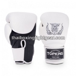 Guantes de boxeo Thai TOP KING SUPER DOUBLE TONE-TKBGSV Blanco Negro