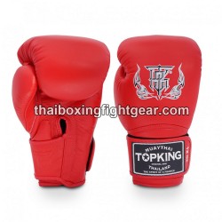 Guantes de boxeo Thai TOP KING SUPER SINGLE TONE-TKBGSV Rojo