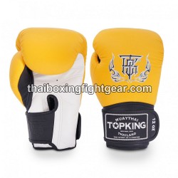 Guantes de boxeo Thai TOP KING SUPER TRIPLE TONE-TKBGSV Amarillo Blanco Negro