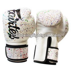 Guantes de boxeo tailandés BGV14 Fairtex edición limitada en blanco colorido | Guantes